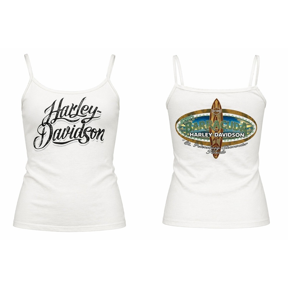 Harley Davidson Tank Top Womens M White Barracuda St Petersburg Graphic Y2K